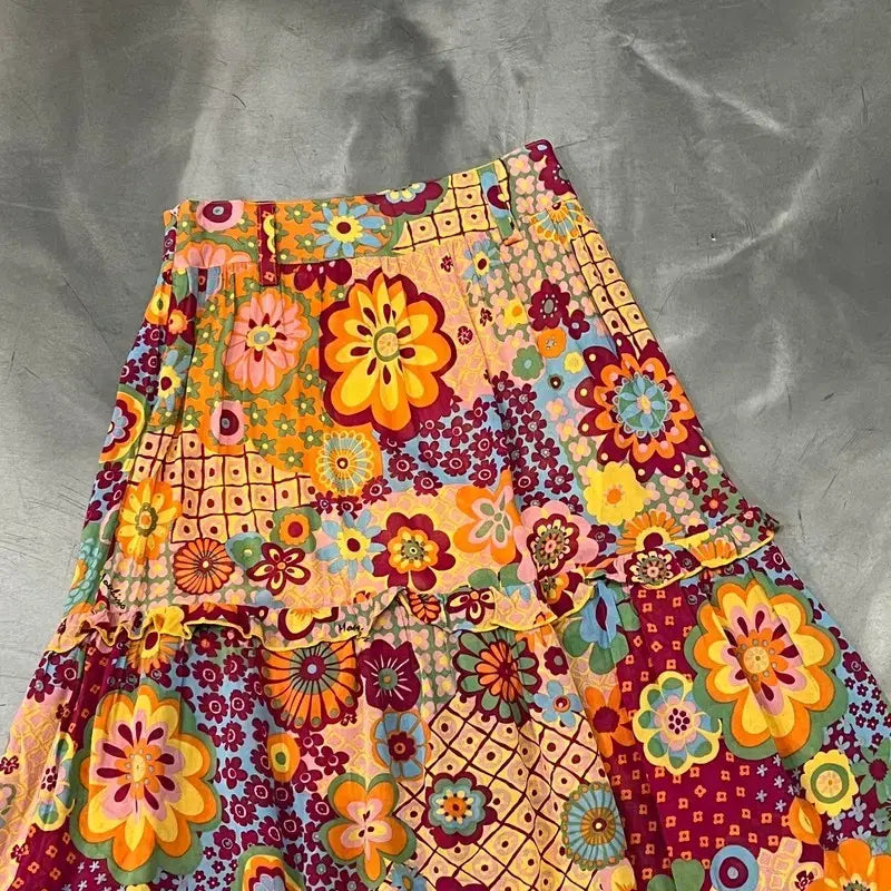 [BUNJANG] Moschino Jeans Floral Pleated Skirt / 모스키노 진스 플라워 패턴 플리츠 스커트 y16344
