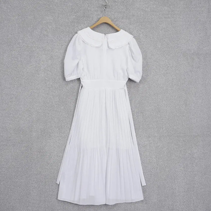 [BUNJANG] Dry Flower Linen-Like Big Collar Pleated Dress / 드라이플라워 린넨라이크 빅카라 플리츠 까끌 원피스 free