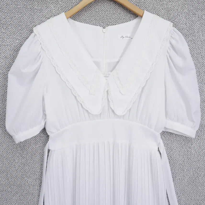 [BUNJANG] Dry Flower Linen-Like Big Collar Pleated Dress / 드라이플라워 린넨라이크 빅카라 플리츠 까끌 원피스 free