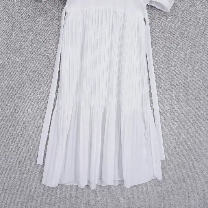 [BUNJANG] Dry Flower Linen-Like Big Collar Pleated Dress / 드라이플라워 린넨라이크 빅카라 플리츠 까끌 원피스 free