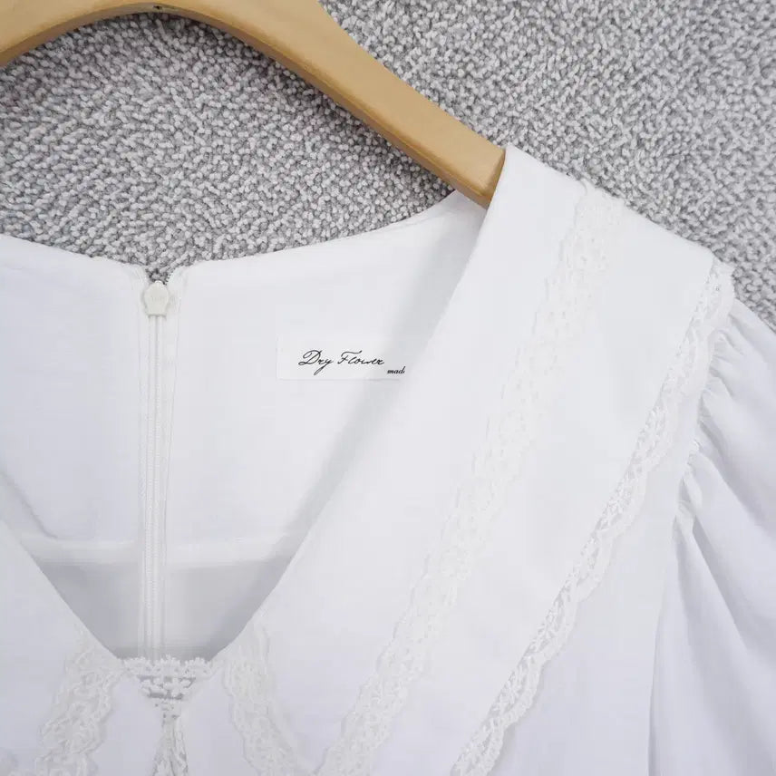[BUNJANG] Dry Flower Linen-Like Big Collar Pleated Dress / 드라이플라워 린넨라이크 빅카라 플리츠 까끌 원피스 free