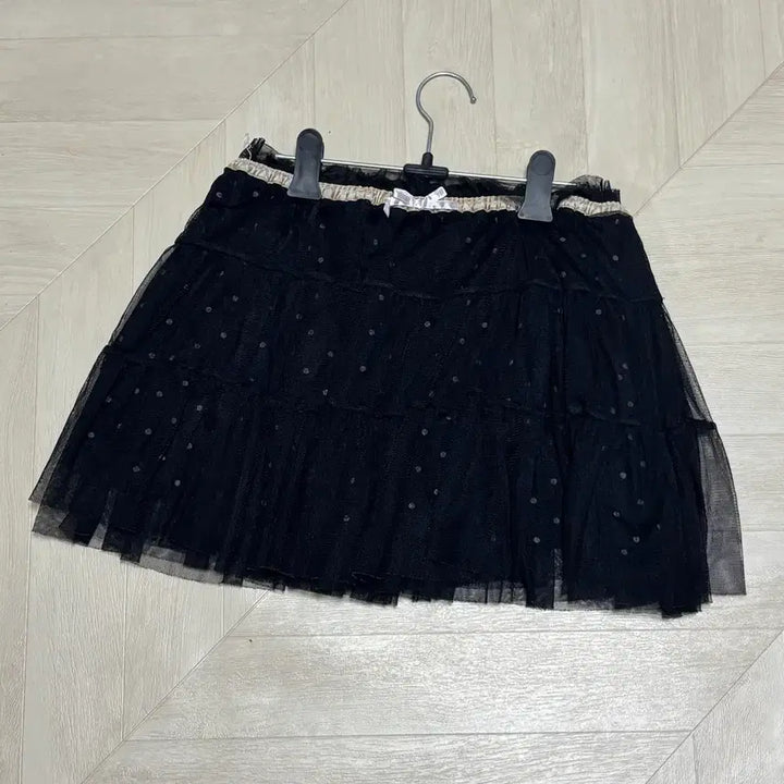 [BUNJANG] Vintage Dot Black Chiffon Skirt / 빈티지 도트 블랙 샤스커트 모리걸