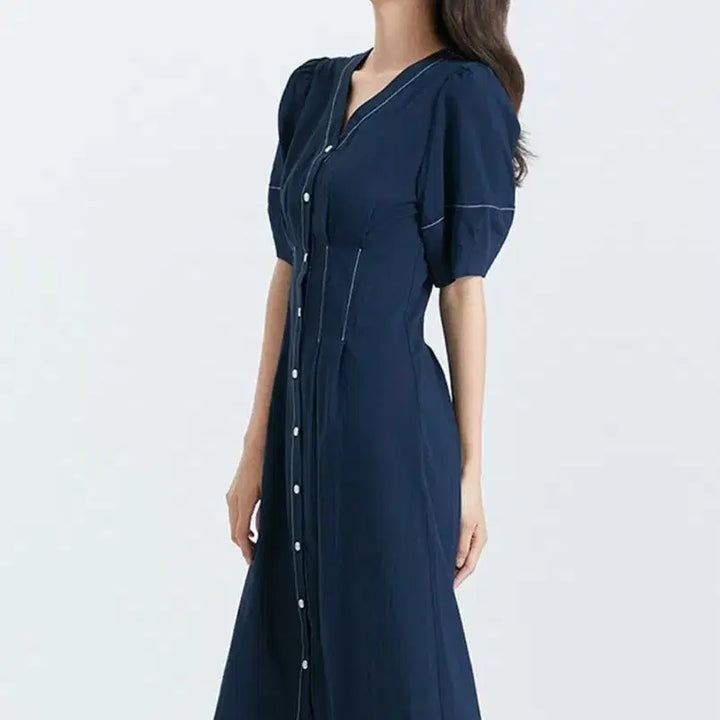 [SOLD OUT] 미쏘 네이비 스티치 롱 원피스 S