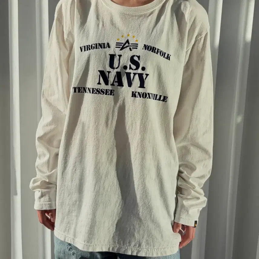 [BUNJANG] Alpha Industries US Navy Long Sleeve Shirt / [M]알파인더스트리 미해군 US NAVY 롱 슬리브