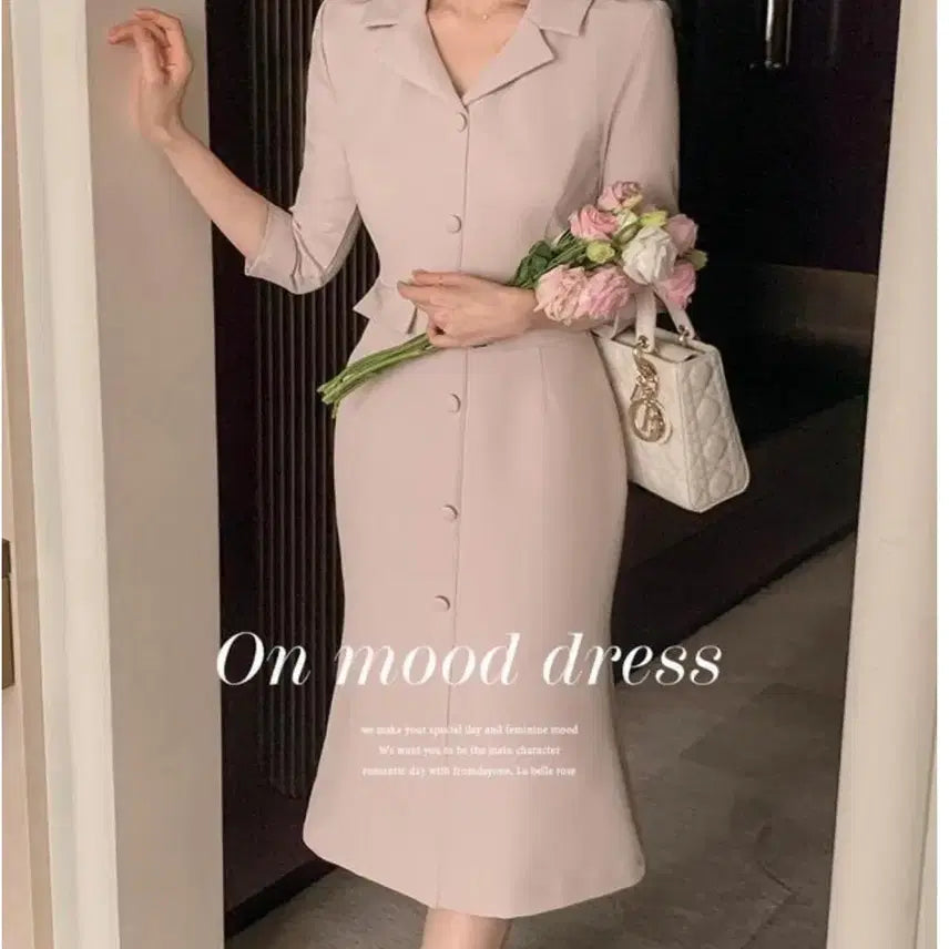 [BUNJANG] FromDayOne Double Collar Mermaid Long Dress / 프롬데이원 Made)온무드 더블카라 머메이드 롱원피스(하객룩/출근룩/격식