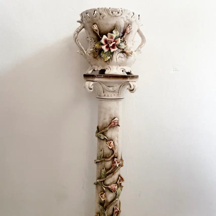 [BUNJANG] Capodimonte Italian Vase and Flower Pot Stand / 앤틱 이태리 카포디몬떼 화분대와 화병
