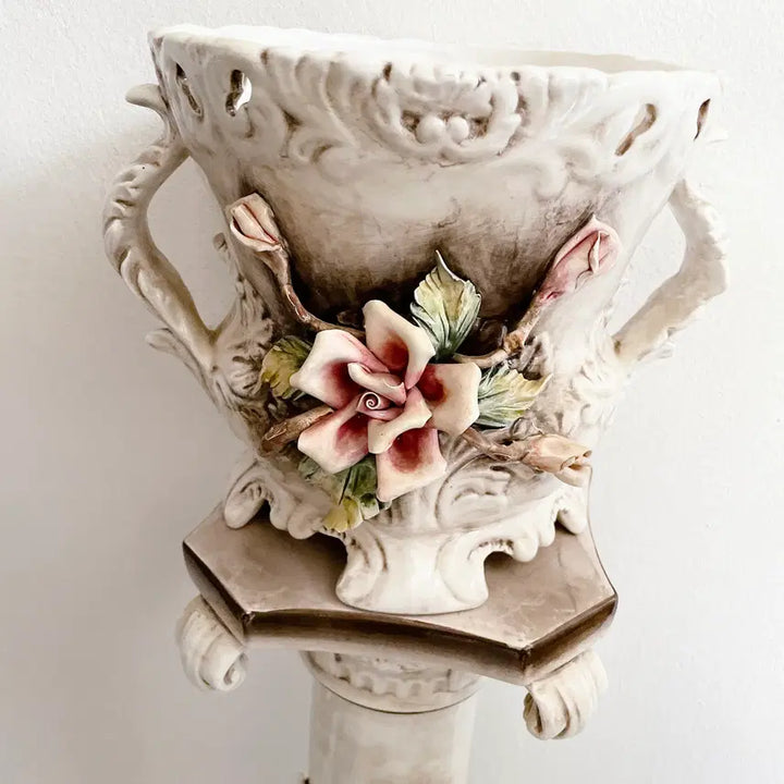 [BUNJANG] Capodimonte Italian Vase and Flower Pot Stand / 앤틱 이태리 카포디몬떼 화분대와 화병