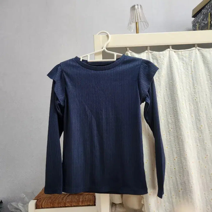[BUNJANG] Unbranded Navy Ribbed Knit T-Shirt / 골지티셔츠 55