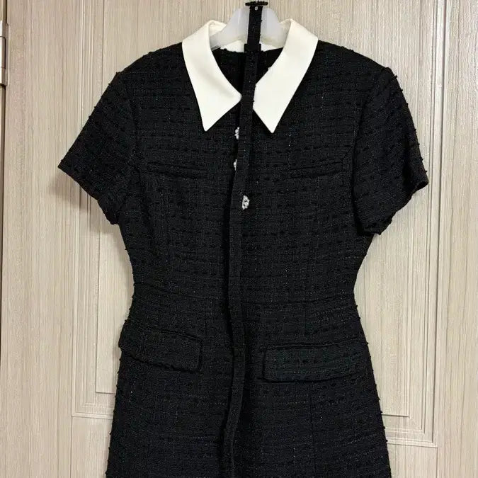 [BUNJANG] Mausoleum Tweed Collared Mini Dress - Black / 마우솔레움 Tweed Collared Dress - Black