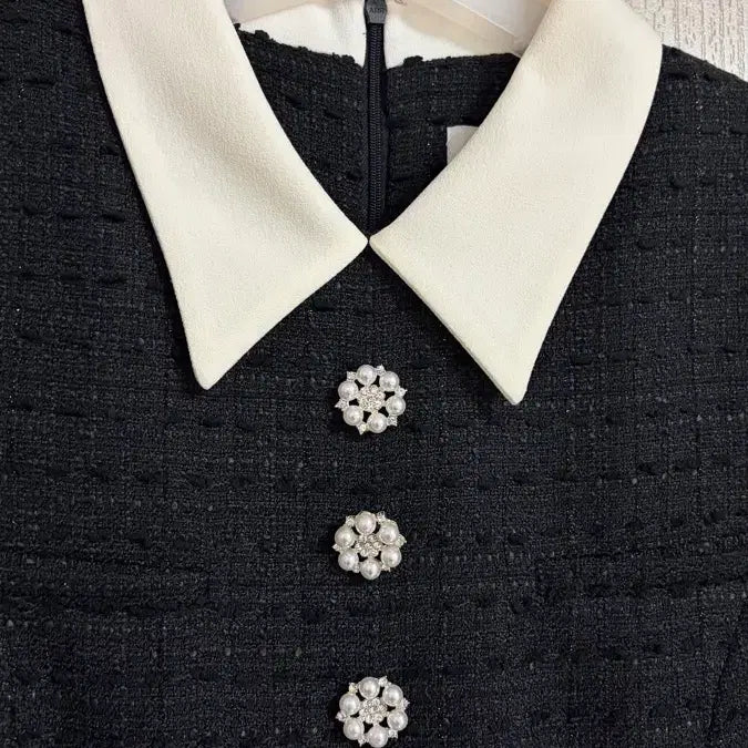 [BUNJANG] Mausoleum Tweed Collared Mini Dress - Black / 마우솔레움 Tweed Collared Dress - Black
