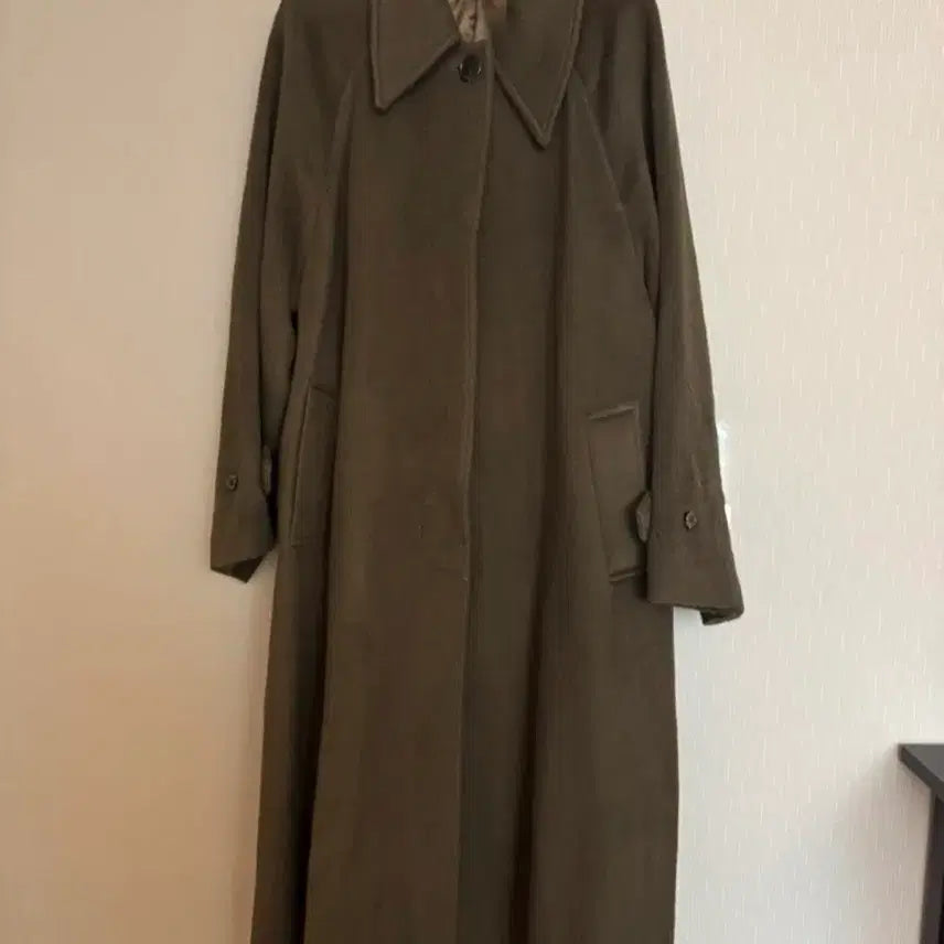 [BUNJANG] Trimming Bird Olive Brown Long Coat / 트리밍버드 롱코트 올리브브라운