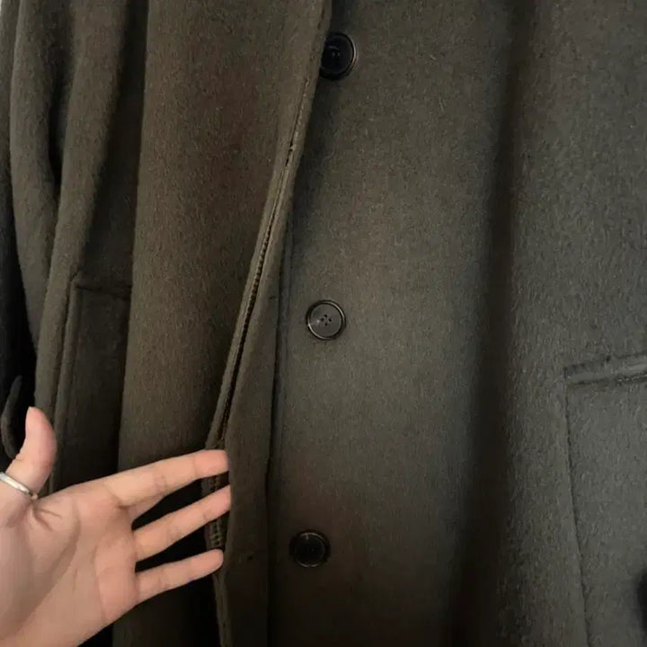 [BUNJANG] Trimming Bird Olive Brown Long Coat / 트리밍버드 롱코트 올리브브라운