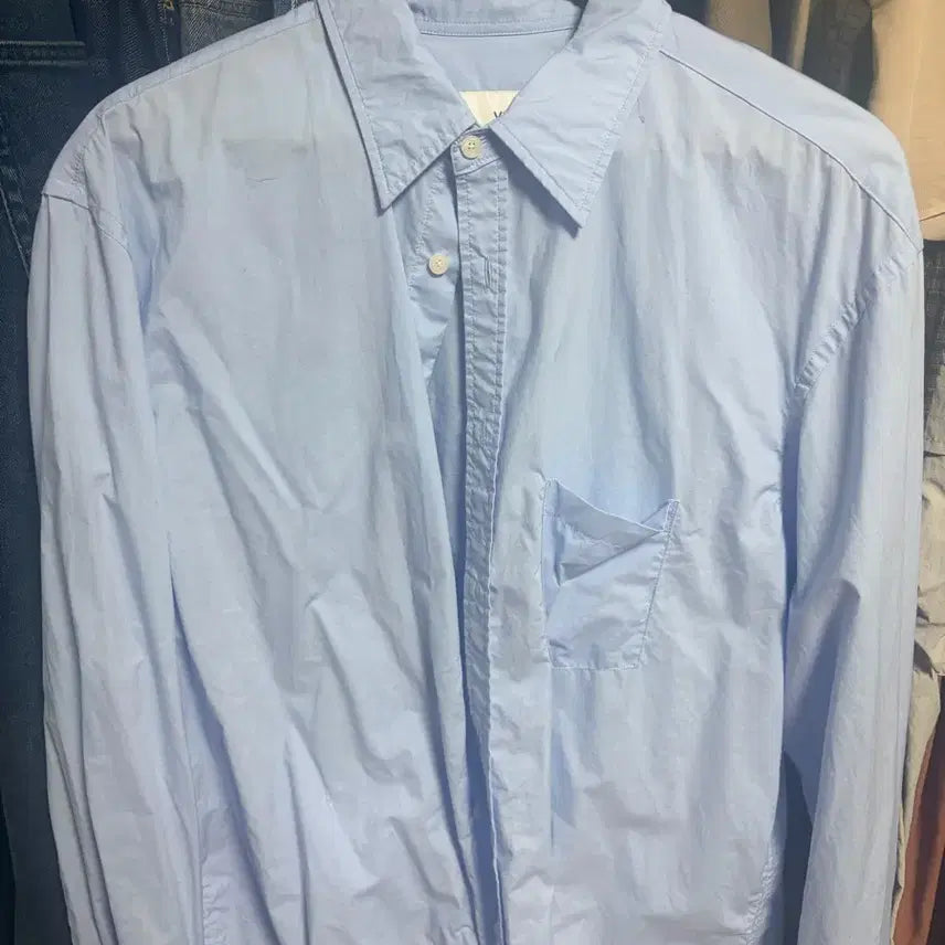 [BUNJANG] Years Ago Blue Shirt / 이얼즈어고 재팬 포이카 셔츠 삭스블루 M