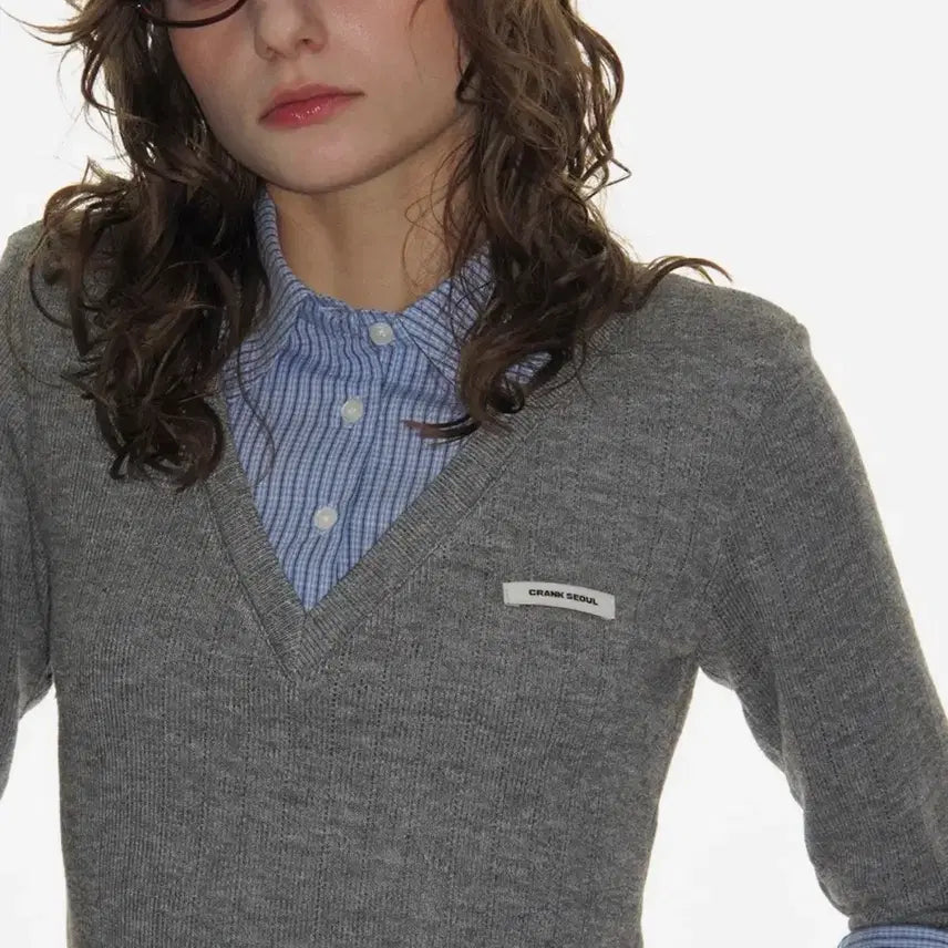 [BUNJANG] Crank Layered Check Shirt - Gray / 크랭크 레이어드 체크 셔츠 그레이