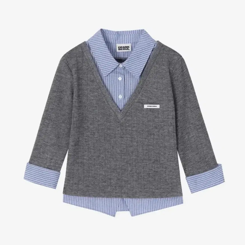 [BUNJANG] Crank Layered Check Shirt - Gray / 크랭크 레이어드 체크 셔츠 그레이