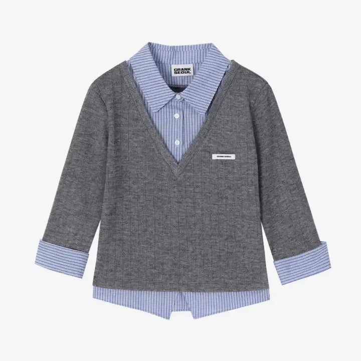 [BUNJANG] Crank Layered Check Shirt - Gray / 크랭크 레이어드 체크 셔츠 그레이