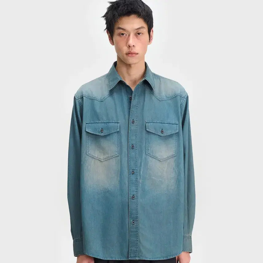 [BUNJANG] Vellie Serif Denim Shirt / 벨리에 세리프 데님셔츠