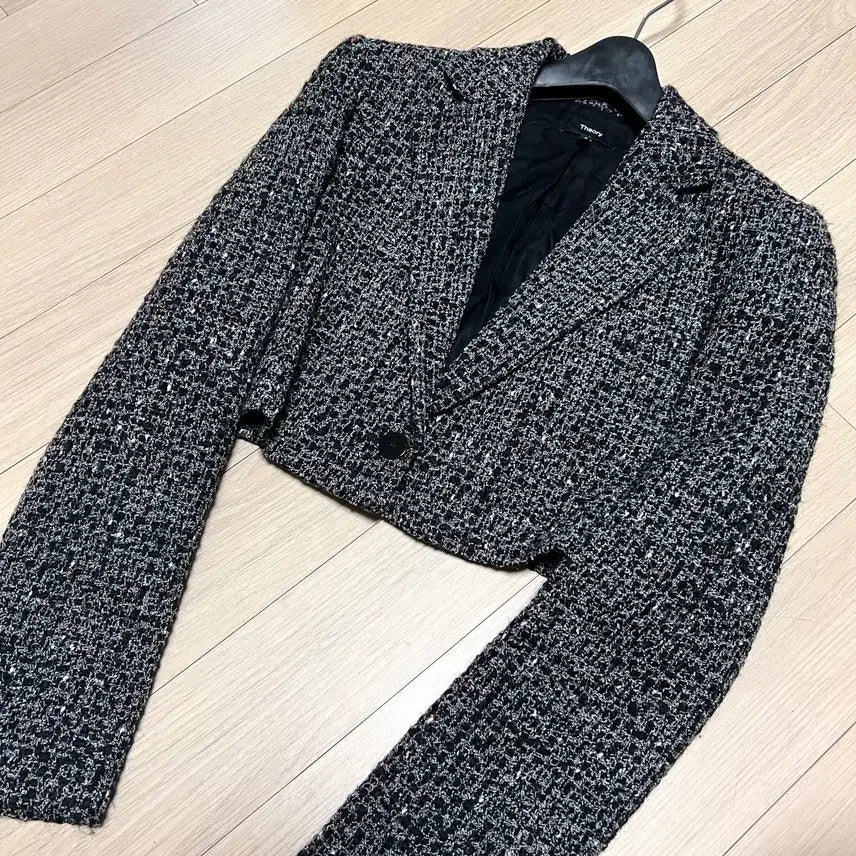 [BUNJANG] Theory Wool Blend Cropped Tweed Jacket / 띠어리 THEORY 울 혼방 크롭 트위드 자켓 봄가을 하객룩 오피스룩