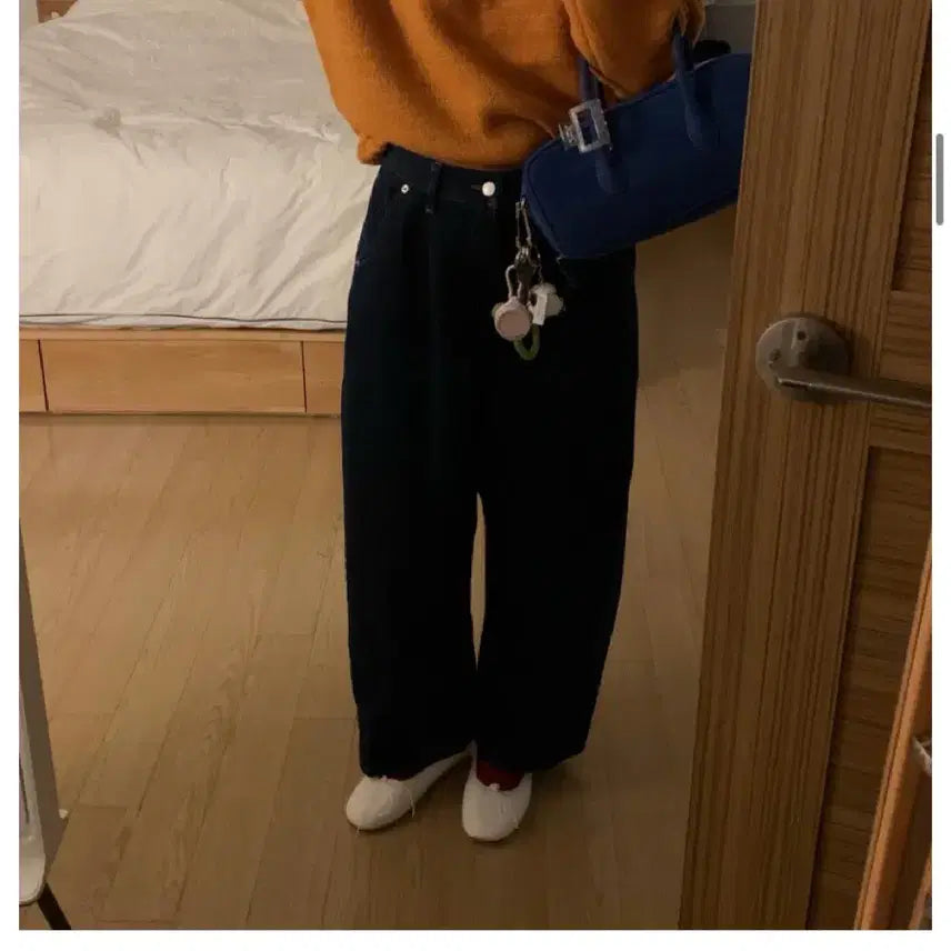 [SOLD OUT] 바이주베리 와이드 진청 여자 밴딩바지