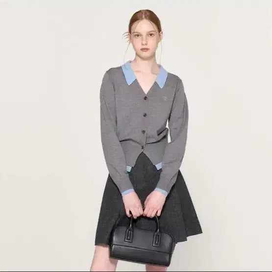 [BUNJANG] General Idea Layered Color Block Cardigan / 제너럴아이디어 정품 카라 레이어드 배색 가디건