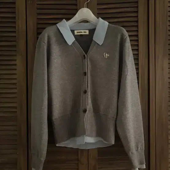 [BUNJANG] General Idea Layered Color Block Cardigan / 제너럴아이디어 정품 카라 레이어드 배색 가디건