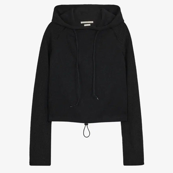 [BUNJANG] Type Service Knitted Side Slit Hoodie [Black] / 타입서비스 Knitted Side Slit Hoodie [Black]