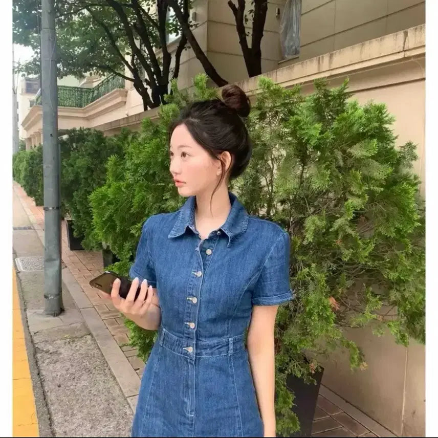 [BUNJANG] Zhenio Classic Denim Mini Dress / 새상품) 제니오 클래식 데님 미니 드레스