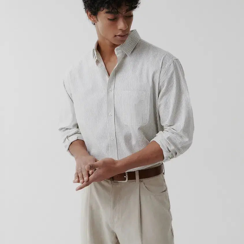 [SOLD OUT] [L] 수아레 링클 스트라이프 셔츠 아이보리