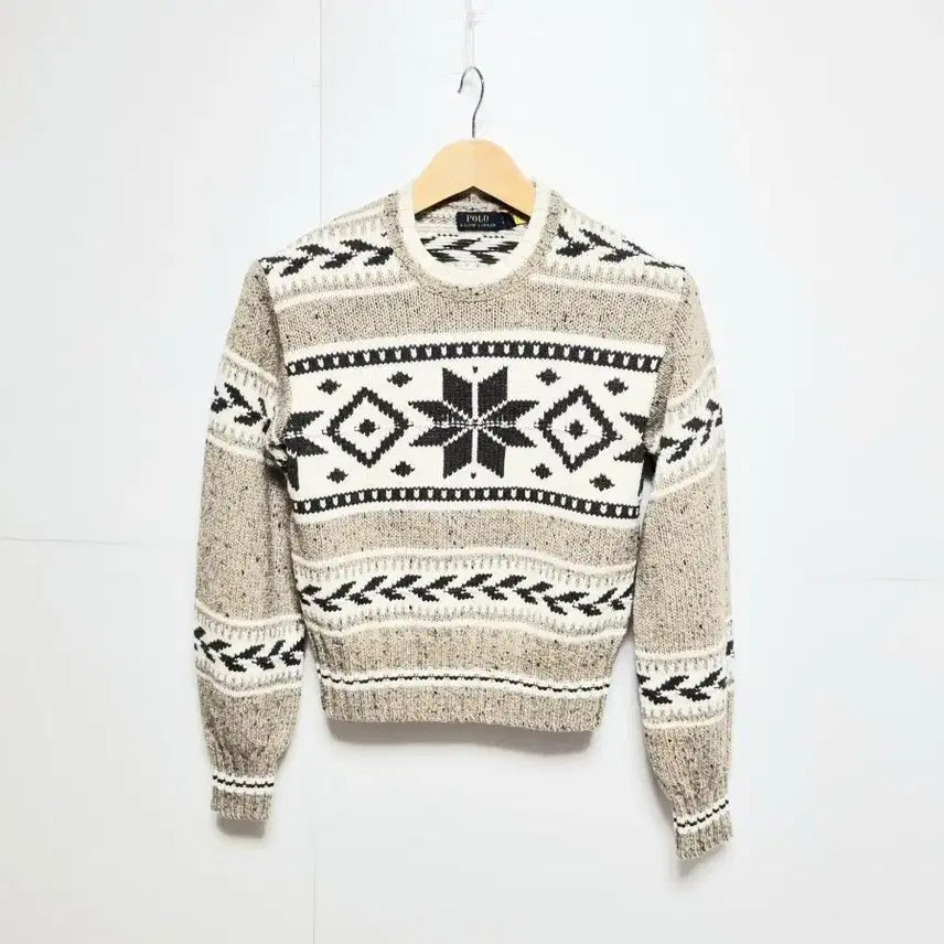 [BUNJANG] Polo Ralph Lauren Intarsia Wool Blend Sweater / 여성 레어 2022 폴로 QR인증 인타르시아 울 블렌드 긴팔 스웨터 니트