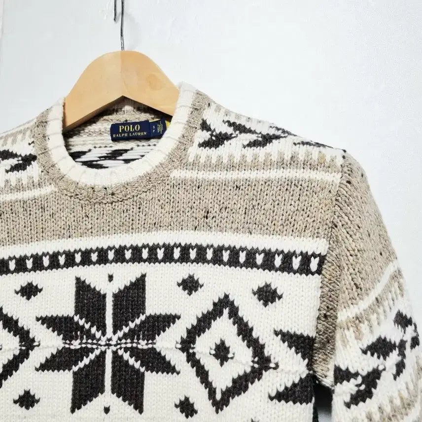 [BUNJANG] Polo Ralph Lauren Intarsia Wool Blend Sweater / 여성 레어 2022 폴로 QR인증 인타르시아 울 블렌드 긴팔 스웨터 니트
