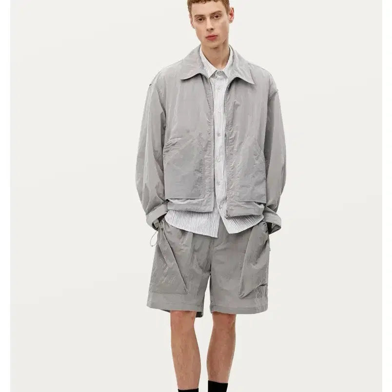 [BUNJANG] Solid Homme Gray Zipper Light Jacket (Size 46) / 솔리드옴므 25ss 그레이 지퍼 라이트 자켓 (46)