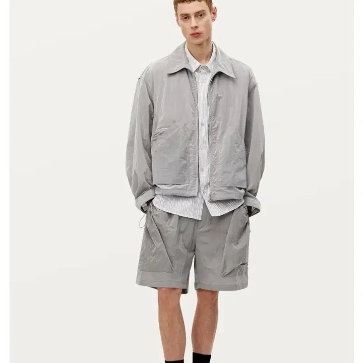 [BUNJANG] Solid Homme Gray Zipper Light Jacket (Size 46) / 솔리드옴므 25ss 그레이 지퍼 라이트 자켓 (46)