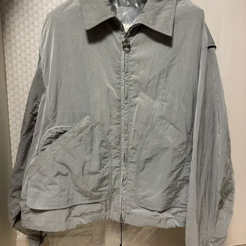 [BUNJANG] Solid Homme Gray Zipper Light Jacket (Size 46) / 솔리드옴므 25ss 그레이 지퍼 라이트 자켓 (46)