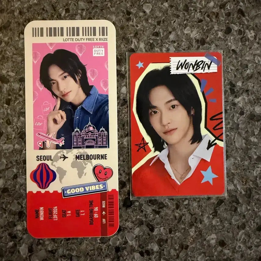 [BUNJANG] RIIZE Wonbin Lotte Duty Free Photocard + Sticker / 라이즈 원빈 롯데면세점 포카1장+스티커1장