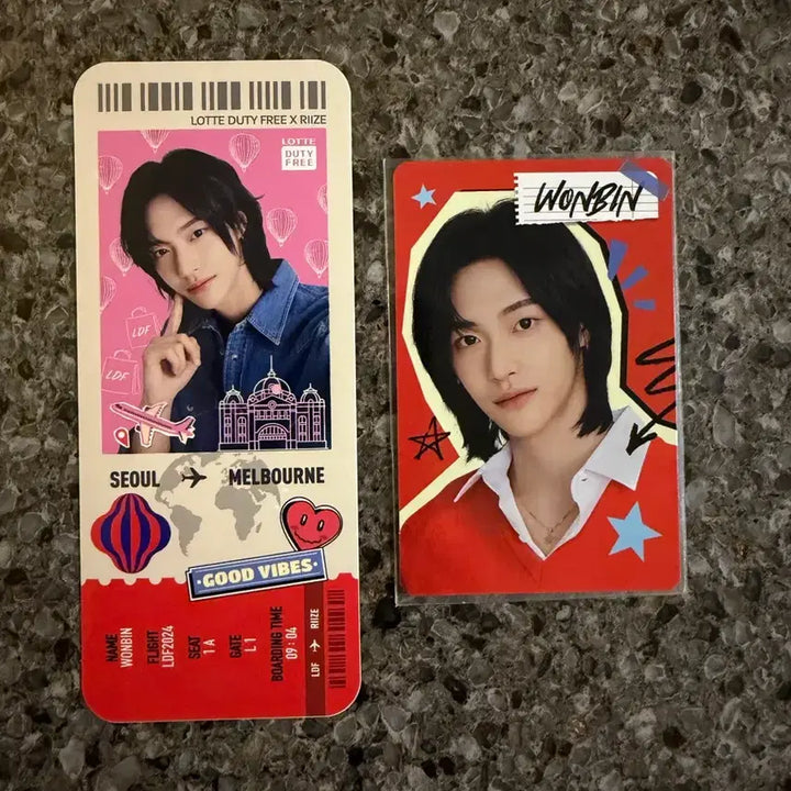 [BUNJANG] RIIZE Wonbin Lotte Duty Free Photocard + Sticker / 라이즈 원빈 롯데면세점 포카1장+스티커1장