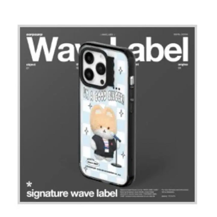 [BUNJANG] Baekhyun Ttaeraegi Off-Off Wave Label iPhone 15 Pro Case / 백현 터래기 어프어프 웨이브라벨 아이폰 15프로 케이스