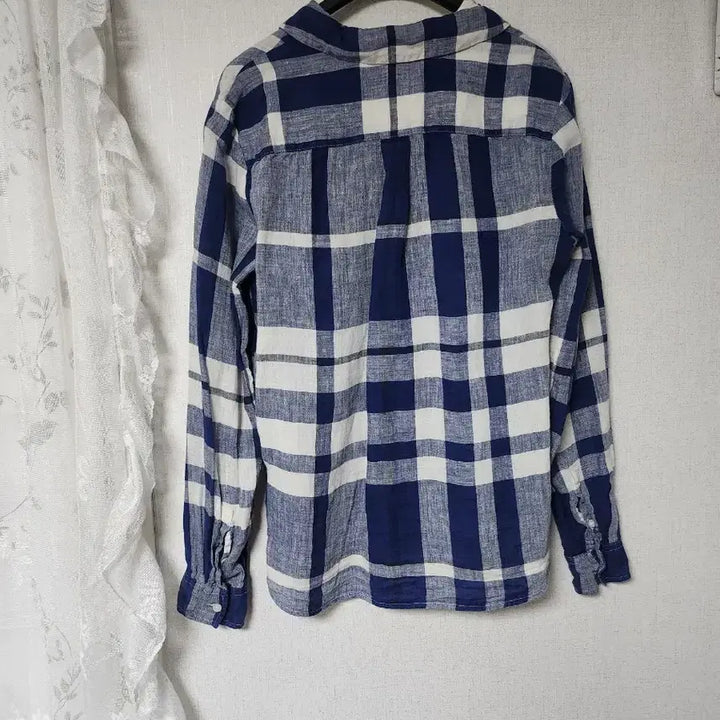 [BUNJANG] Lacoste 100% Linen Check Long Sleeve Shirt / 라코스테 린넨100% 체크 셔츠 남방 긴팔