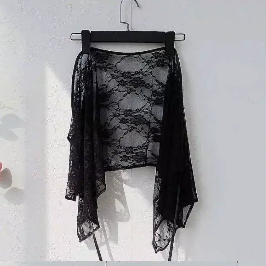 [BUNJANG] Black Lace Layered Wrap Skirt / 블랙 레이스 레이어드 랩스커트(새상품)