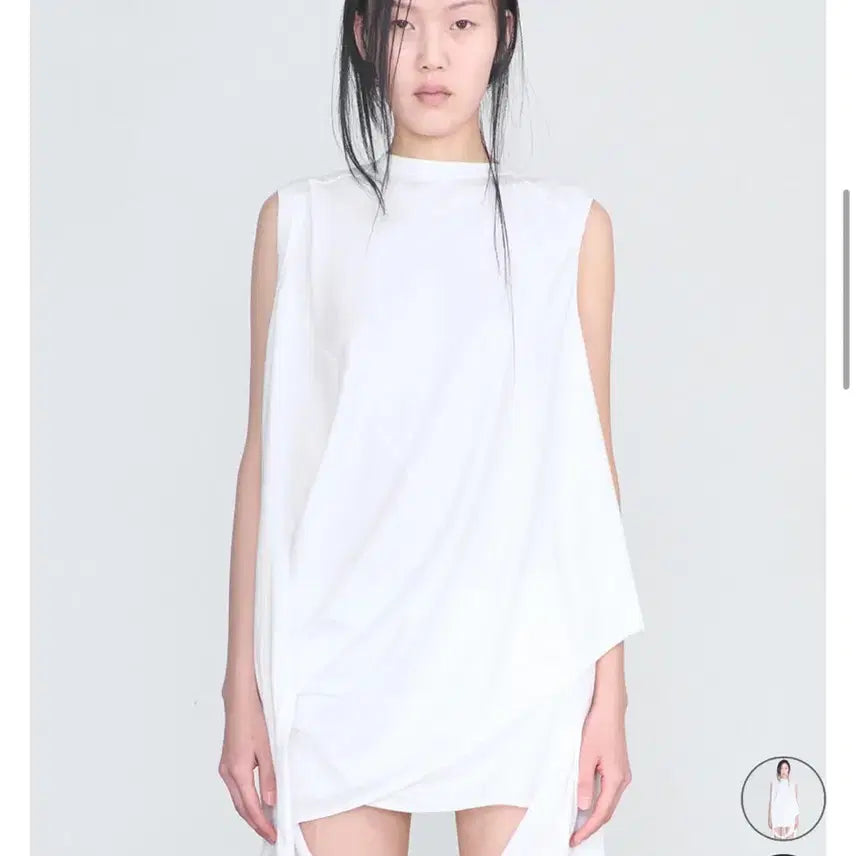 [BUNJANG] Cerric Cut Out Block Top White / 세릭  cerric cut out block top white