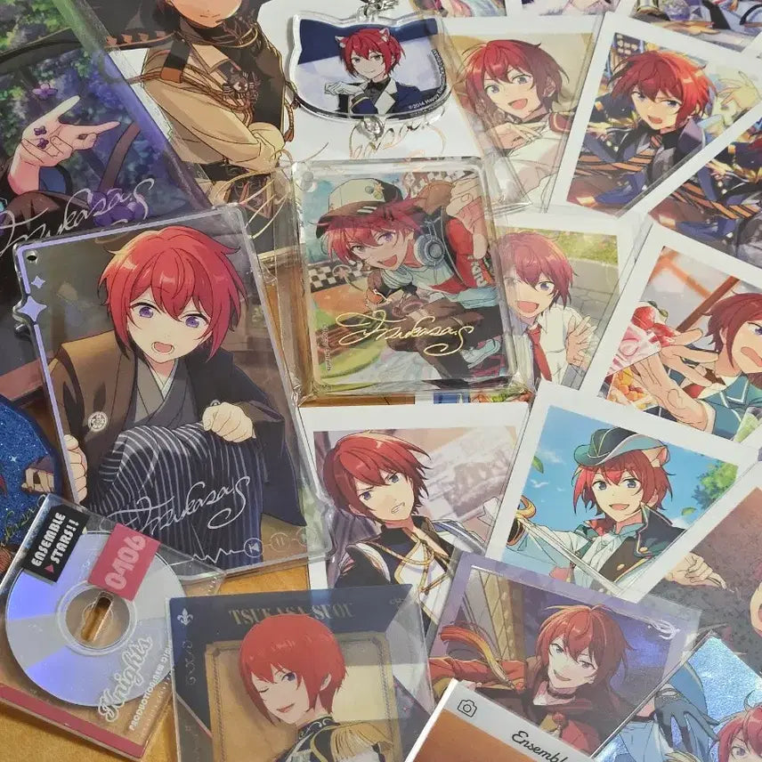 [BUNJANG] Ensemble Stars Suou Tsukasa Acrylic, Paper Goods, Can Badge Bundle Set / 앙상블스타즈 스오우 츠카사 아크릴, 지류, 캔뱃지 일괄