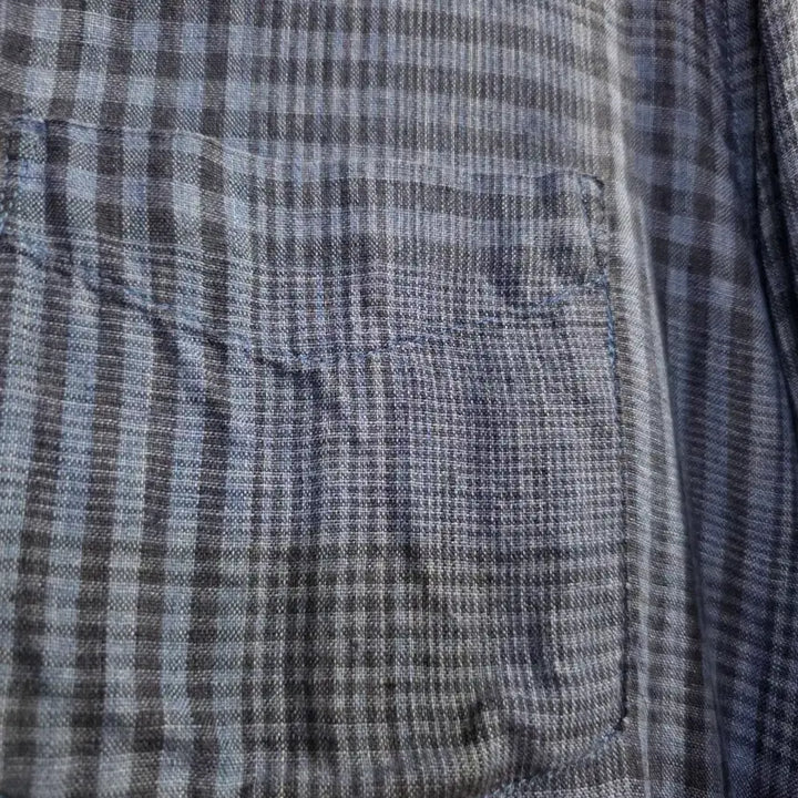 [BUNJANG] Summer Linen Check Pattern Shirt / 봄 여름  고급스런  마 린넨  남방셔츠   깨끗해요 가슴단면 61