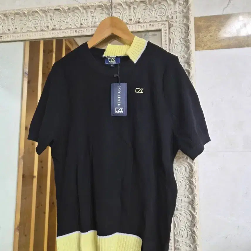 [BUNJANG] Cutter &amp; Buck Short Sleeve Knit Polo Black/Yellow / Cutter &amp; Buck 골프 반팔 니트 블랙/옐로우