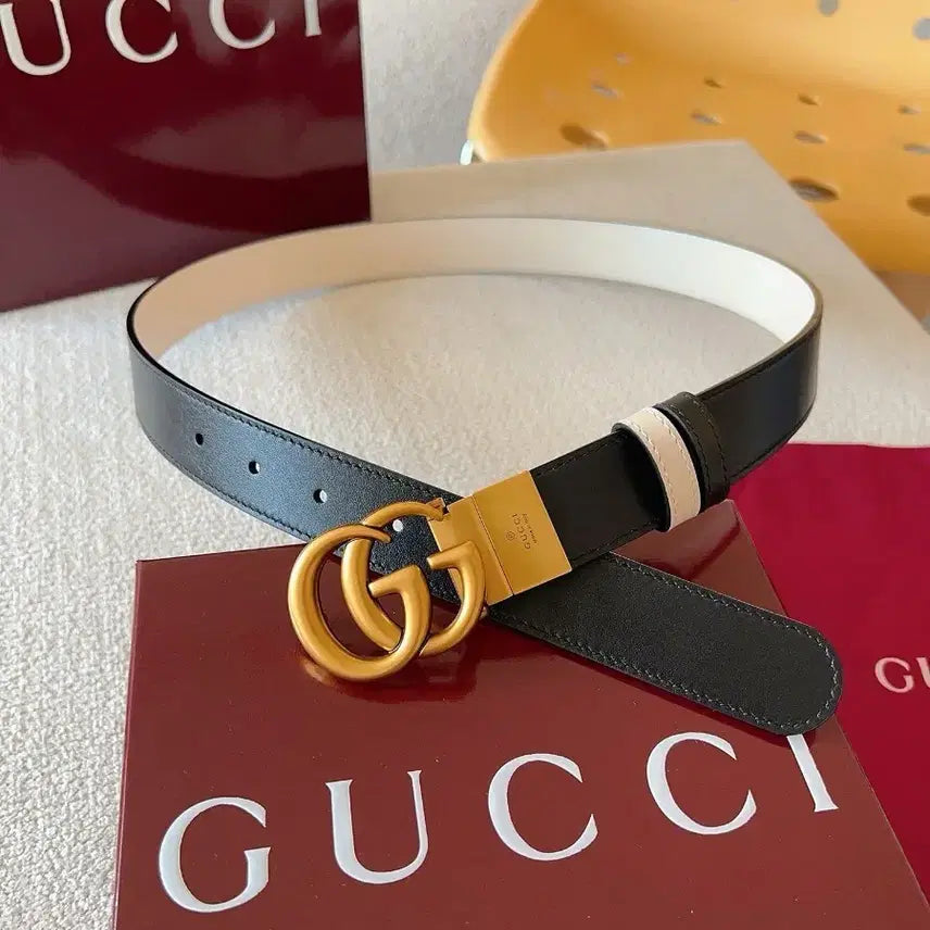 [BUNJANG] Gucci GG Marmont Black Leather Belt / 구찌 GG마몽 블랙 가죽 벨트