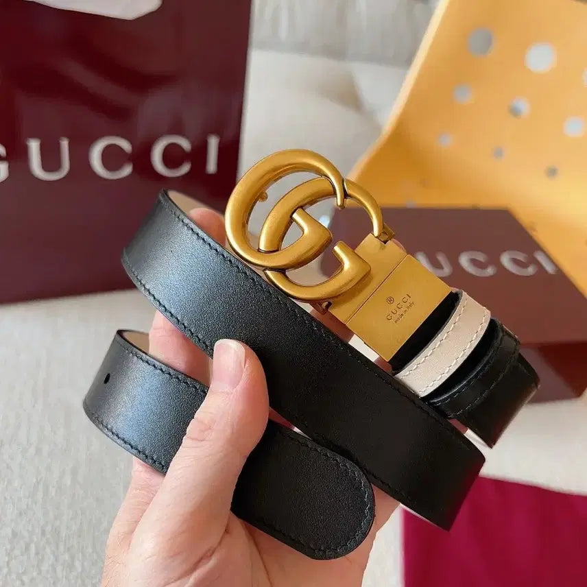 [BUNJANG] Gucci GG Marmont Black Leather Belt / 구찌 GG마몽 블랙 가죽 벨트