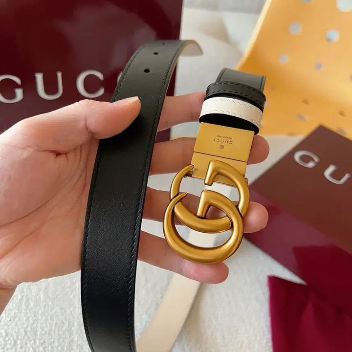 [BUNJANG] Gucci GG Marmont Black Leather Belt / 구찌 GG마몽 블랙 가죽 벨트