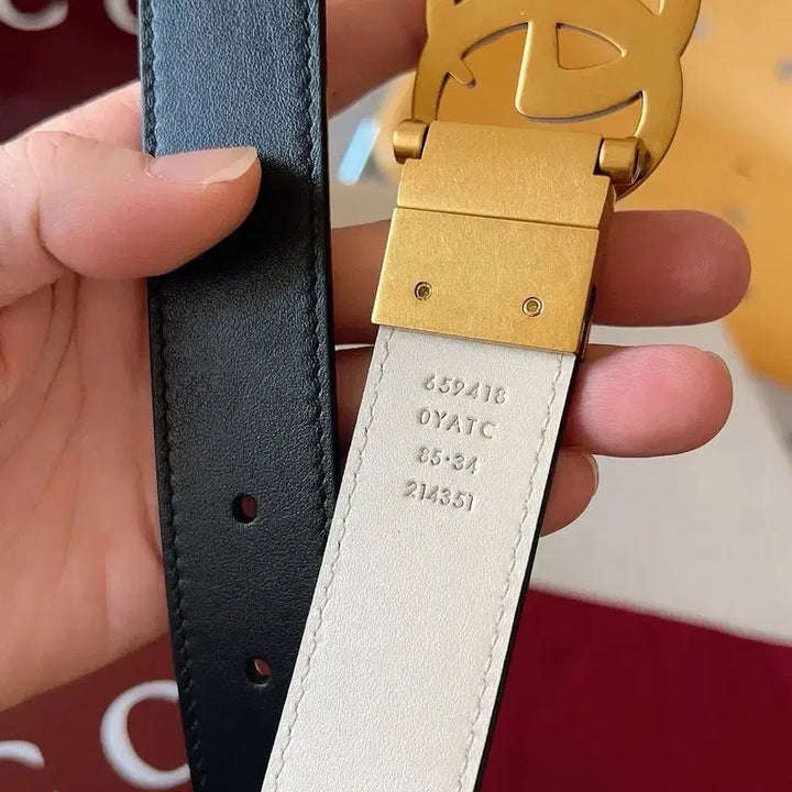 [BUNJANG] Gucci GG Marmont Black Leather Belt / 구찌 GG마몽 블랙 가죽 벨트