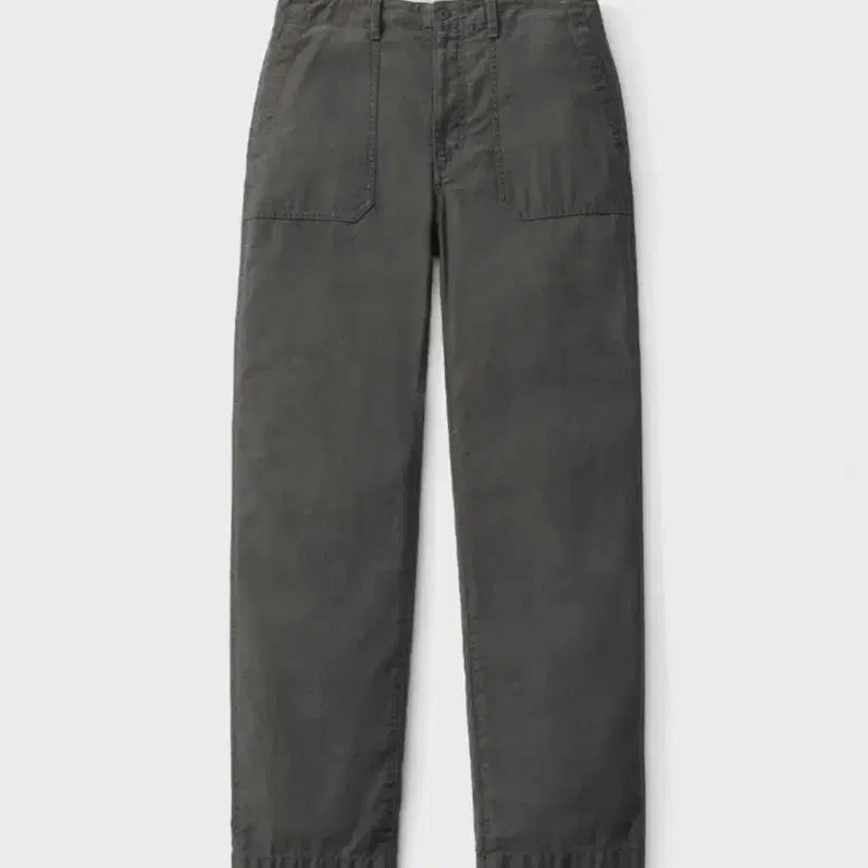 [BUNJANG] Pottery Back Satin Slim Straight Fatigue Pants Gray Khaki / 포터리 백사틴 슬림 스트레이트 퍼티그 팬츠 2 그레이 카키 / 바지 워크