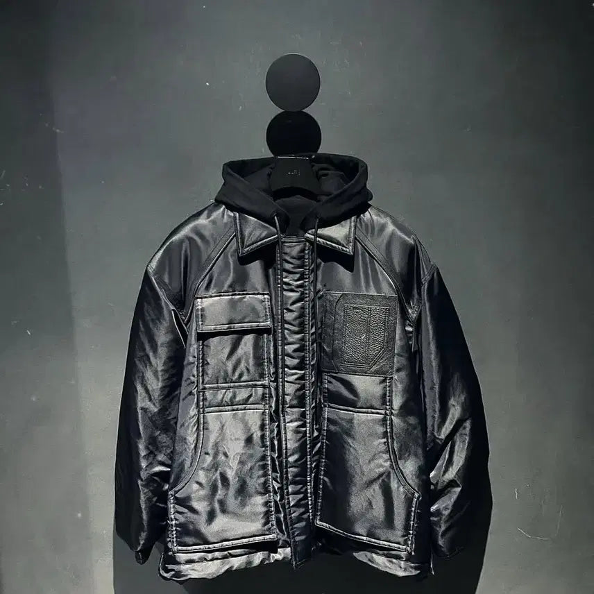 [BUNJANG] Juun.J 25SS Black MA-1 Bomber Jacket with Leather Details / 25ss 준지 마원