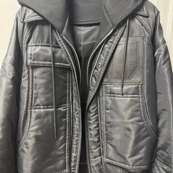 [BUNJANG] Juun.J 25SS Black MA-1 Bomber Jacket with Leather Details / 25ss 준지 마원