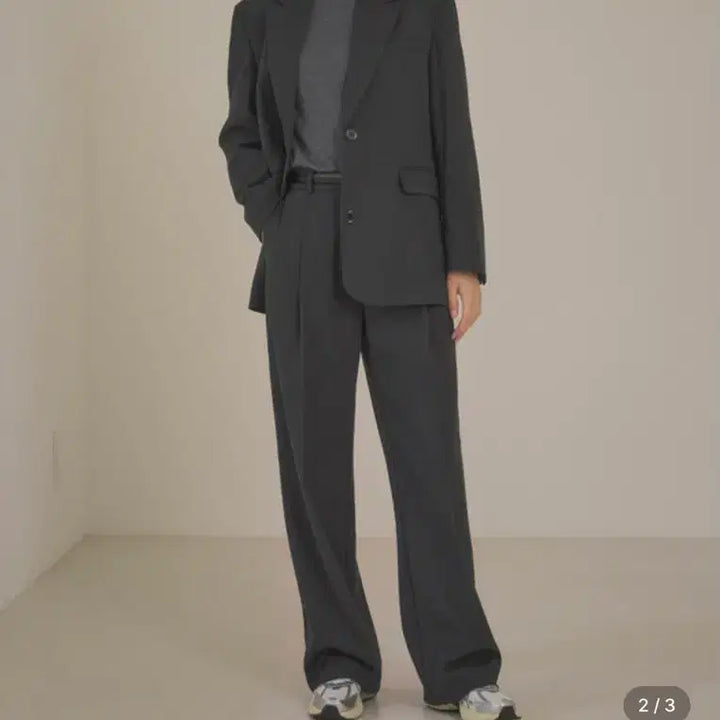 [BUNJANG] Siyaju Essential Oversized Single Blazer Jacket Charcoal / 시아쥬 에센셜 오버핏 싱글 블레이저 자켓 차콜